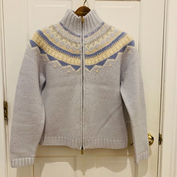 Vintage Lauren Ralph Lauren Hand Knit Lambswool Fair Isle Full Zip Sweater - Picture 5 of 13